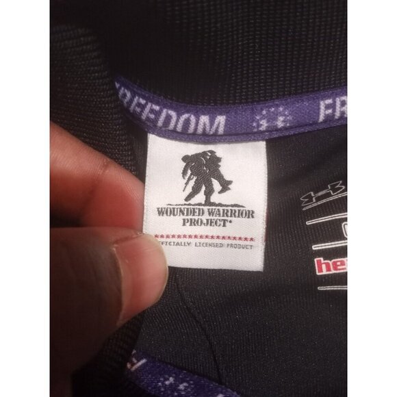 Under Armour Polo Shirt Mens XL Black Freedom Wounded Warrior Project - Picture 8 of 11